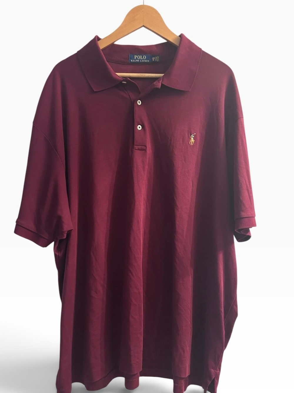 Polo by Ralph Lauren Men's Maroon Polo Shirt with Embroidered Pony Size 3X